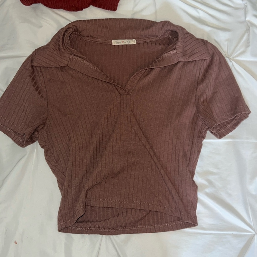 cute collared ribbed business top